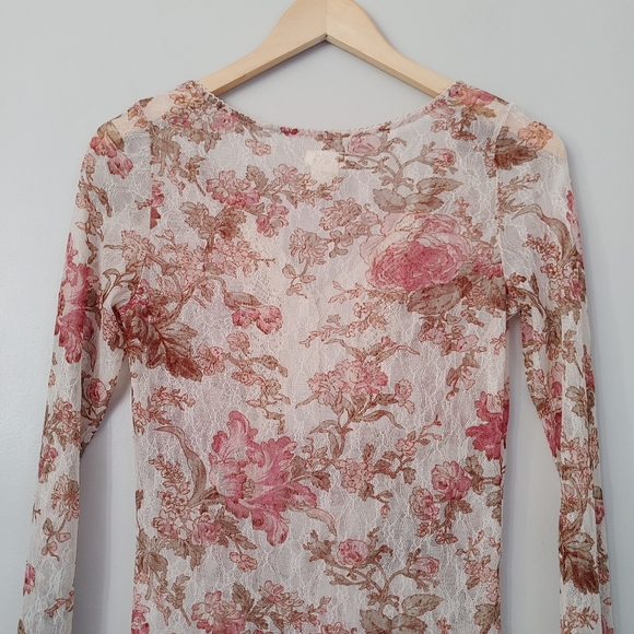 Denim & Supply Ralph Lauren Floral Print Lace Henley Claire Top Size Medium - Picture 12 of 16